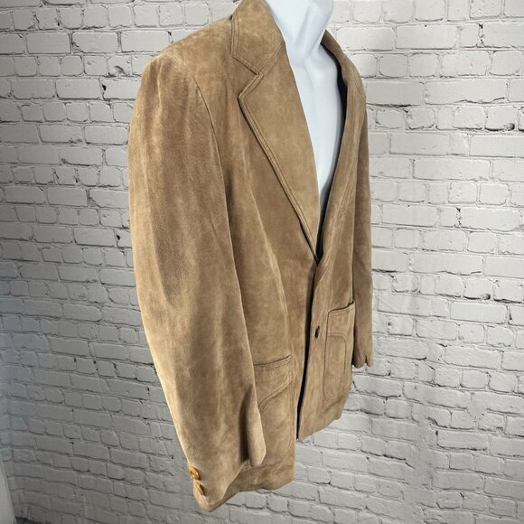 VTG William Barry Brown  Raw Pork Velour Leather Jacket Collar USA Made Size 40 - Picture 11 of 13